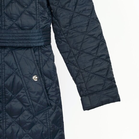 Burberry Baughton Navy Belted Hooded Quilted Coat - Picture 7 of 16